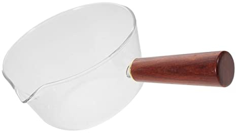 MUCKLILY Bol Alimentaire Multi-usage en Verre 600ml avec Poignée en Bois, Résistant Bavure, Cuisine et Présentation de Salades
