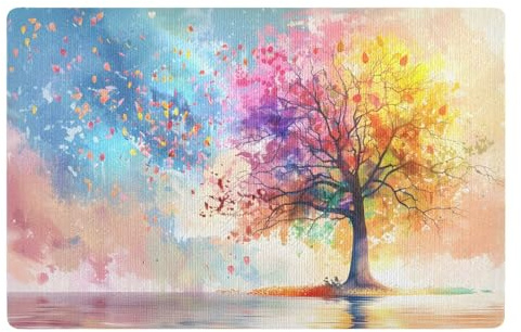 Bunte geheimnisvolle Baum-Fußmatte, Haustürmatte, rutschfeste Schmutzfangmatten für Eingang, Innenbereich, Küche, 50 x 80 cm