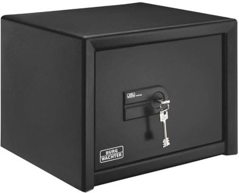 Burg-WÄCHTER Möbeltresor aus Stahl mit Doppelbartschloss, Feuerfest, Innenbeleuchtung und Fachboden, Wand- und Bodenbefestigung, 15,0 l, 44,0 kg, Profi-Safe PRS 510 K, Schwarz
