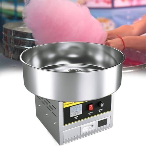 GEHPYYDS Máquina Comercial para Hacer algodón de azúcar de Acero Inoxidable de 1200 W: máquina Profesional para Preparar deliciosos algodones de azúcar para Fiestas y cumpleaños. Silver