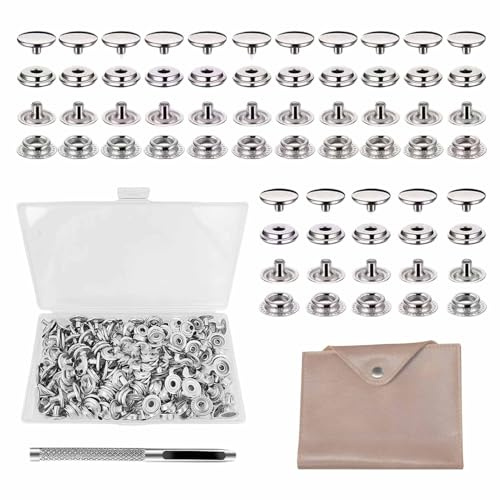 WJnflQN Boat Tarpaulin Closure Repair Kit, Boat Tarpaulin Screw Push Button - Stainless Steel Screw Button Set for Boats, Outdoor, Camping, Travel, Motorhomes, Truck Tarpaulins and Covers