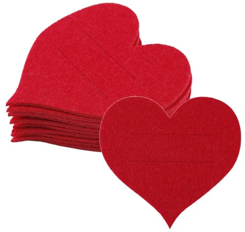Tabanzhe 10 porta posate in feltro a forma di cuore, porta posate, tasche porta posate per San Valentino, cena, matrimonio, compleanno, fidanzamento e decorazioni da tavola per feste