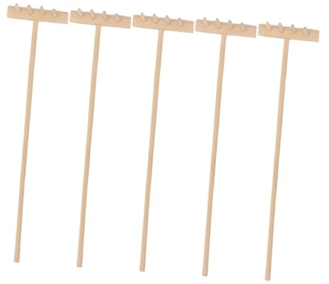 HEMOTON 5pcs Mini Garden Sandbox Rake Tools Set, Sand Tray Accessories for Zen Garden, Desktop Miniature Rake Decorations for Outdoor Play and Gardening
