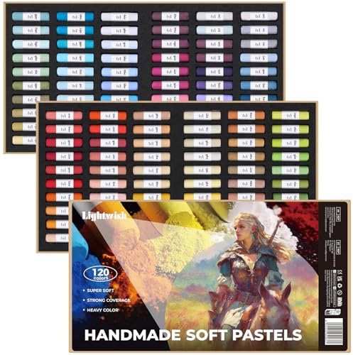LIGHTWISH 120 Pastellkreide Set für Künstler, Handgemachte Weichpastell | Kreiden für Erwachsene & Anfänger - Ungiftige Malkreiden für Malerei, Schattierung & Skizzierung, 120PCS