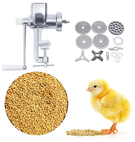 ZNLLQZN Manuelle Pelletmaschine Futterpelletmaschine Pelletiermaschine | Tierfutter Pellet Maschine Heimtierfutter mit 5 Verschiedenen Pelletplatten & 4 Klingen, für Hund, Katze, Kaninchen, Geflügel