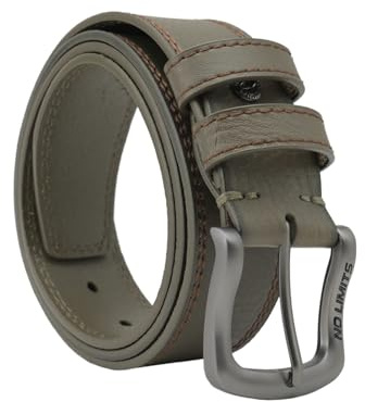 No Limtis Cintura Uomo in Vera Pelle con Doppia Cucitura, Alta 4 cm, Fibbia Nickel Free, Accorciabile, Con Scatola, Verde Militare