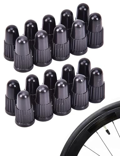 DLPRK 20 Stück Ventilkappen aus Hartplastik, für Fahrradreifen mit Dunlop-oder Presta Ventil, Fahrrad Ventil Kappen, Reifenventil Abdeckung Fahrradschlauch (Schwarz)
