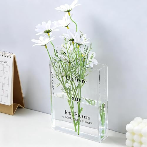 DIYCUT Transparenter Buchvase, Vase Kunststoff in Buchform | Büchervase Aus PET-Kunststoff, Geeignet für Büro, Arbeitszimmer, Tischdekoration und Mehr
