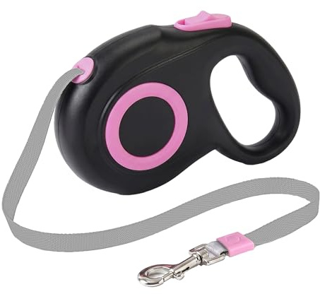 AIITLE Ausziehbare Hundeleine 5m verhedderfrei einstellbar, Schwarz | 360° drehbar, Einhandbremse mit Stopp & Lock, robustes & leichtes Gehäuse, verhedderfrei, für Hunde bis 15 kg