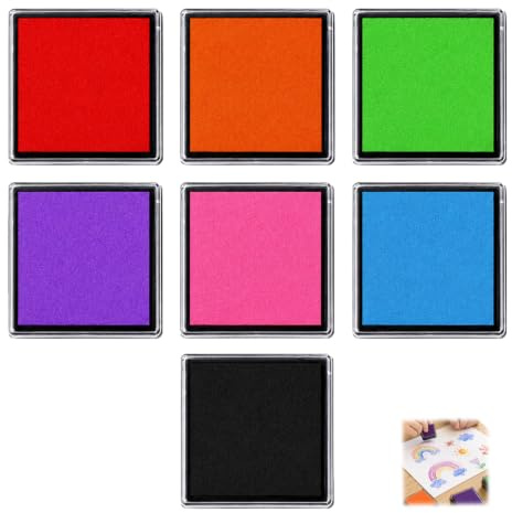 Hugfads 7 PCS Stempelkissen, Wasserbasierte, säurefreie Tinte, ungiftig, Ideal für Fingerabdrücke, Scrapbooking, Bastelarbeiten und kreatives Gestalten
