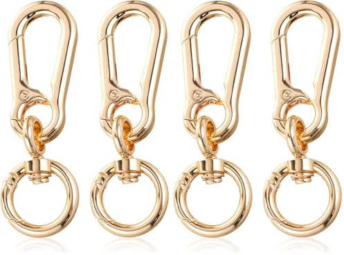 Andibro Mosquetón Giratorio, 2 llaveros de Metal con articulación giratoria, Cierre de mosquetón extraíble Dorado para Manualidades, Bolsos, Bolsos, Mochilas (Dorado) (Paquete de 2)