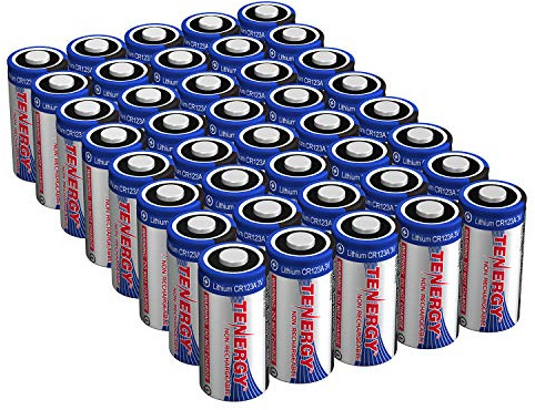 Tenergy 1500mAh 3V CR123A Lithium Battery, High Performance CR123A Cell Batteries PTC Protected, Smart Sensors Replacement CR123A Batteries, 40 Pack (Non-Rechargeable)