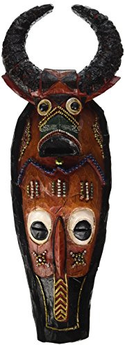 Design Toscano Masks of The Congo Cape Buffalo Wall Sculptures, woodtone 4.00 x 2.50