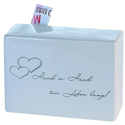 Casablanca - Spardose - Promise - Hand in Hand EIN Leben Lang - Geldgeschenk, Hochzeitsgeschenk - Höhe: 14 cm
