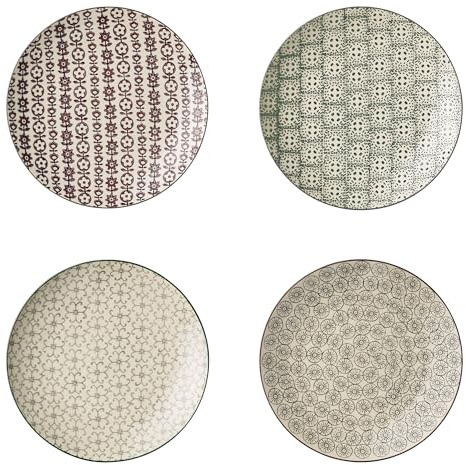 Bloomingville Karine Plates Grey Green Purple Ceramic Set of 4 20 cm