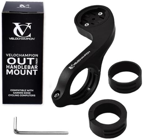 VeloChampion Out Front Bike Handlebar Mount | Compatible with Garmin 130. 530. 540. 820. 830. 840. 1030. 1040.Solar, Edge, Explore | For Handlebar Widths 26-35mm