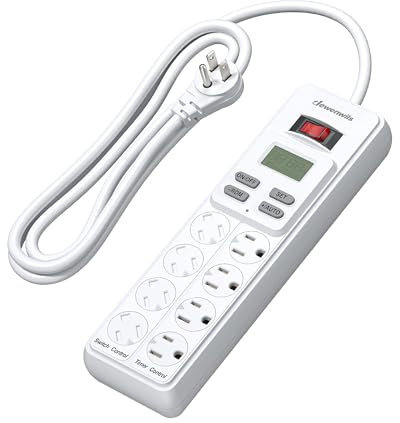 DEWENWILS 8-Outlet Power Strip with Timer (4 Timed/ 4 Always On), Digital Timer Outlet for Reptile Light, Turtle Grow Light Indoor Bearded Dragon Tank Accessory Aquarium, 6ft SJT Cord, 15A UL Listed