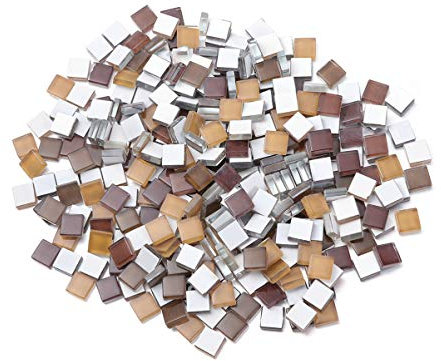 300 Pezzi Tessere di Mosaico Pietre di Mosaico di Cristallo Piastrelle di Artigianato per cornici Fai da Te Piatti Artigianali Marrone