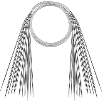 Professionella Stickningsnålar, 11 Par Rostfria Stål Rundstickningsnålar, 1,5-5 mm Diameter, 65 cm Längd, Metallvävverktyg för Stickning