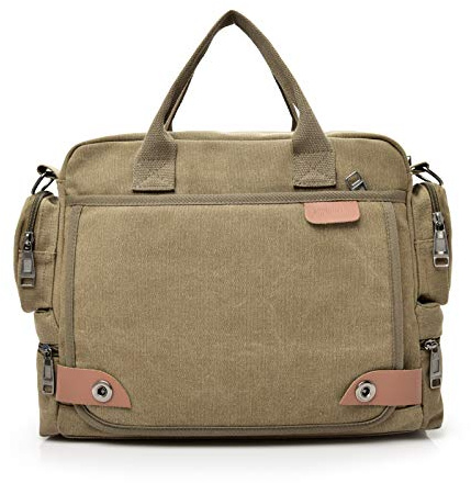 FANDARE Bolso de Bandolera Bolsa de Mensajero Lona bandoleras Hombre Bolsa de Mensajero para 12.9 Pulgada Laptop Bolso Tote Bolsa de Hombro para Viaje Trabajo Negocio Escuela Crossbody Bag Caqui