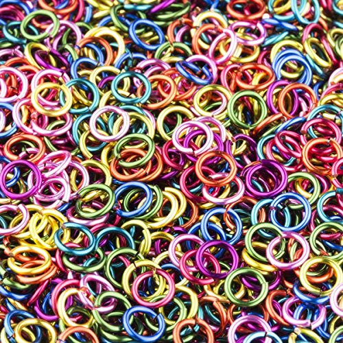 Perlin Ösen Binderinge Biegeringe Öse 6mm Verbinder Offen Ringe, Bunt mix set, 500 Stk Verbindungsringe Kettenzubehör Schmuckteile Basteln Set DIY