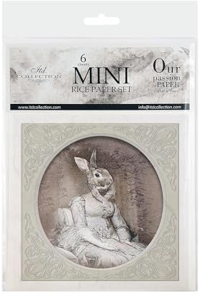 ITD Collection - Mini Reispapier Kreatives Set 14,8 x 14,8 cm (6 Blätter), Decoupage Reispapiere für Basteln, Papier zum Dekoration, Mehrfarbig (RSM032)