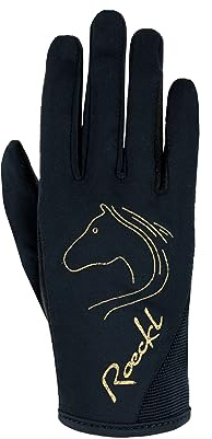 Roeckl Sports Reithandschuh Tryon, Kids Sommer Handschuh, Schwarz/Gold 5