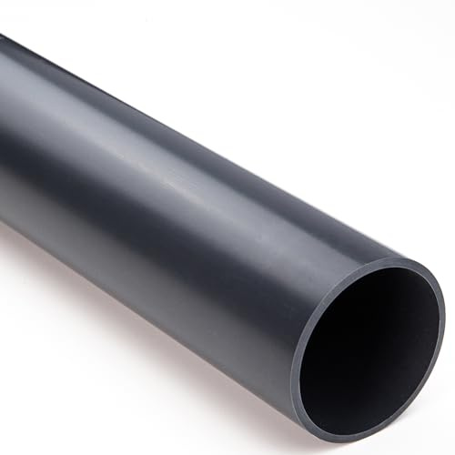 Baumaxxe PVC Rohr 63mm - Kunststoffrohr 1 Meter - 10 Bar - bm056 | 2 Zoll, 3mm Wandstärke, glatte Rohrenden zum Verkleben in KlebeMuffe 63mm, Pool Zubehör für Poolverohrung 63mm