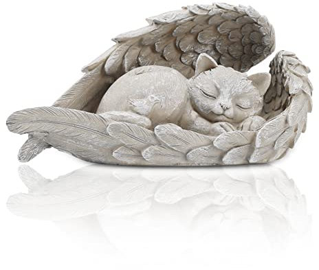 iFCOW Statuetta commemorativa in resina per gatti con pietra tombale, gatto addormentato in un angolo, regalo di condoglianze