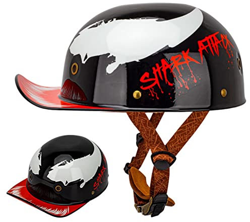 DXDRT Baseball Cap Motorrad Halbhelm, Fashion Vintage Street Unisex-Erwachsene Open Face Motorradhelme, ECE-Geprüft Männer Frauen Scooter Helm Für Street Moped Jet Style,Bright Venom,L