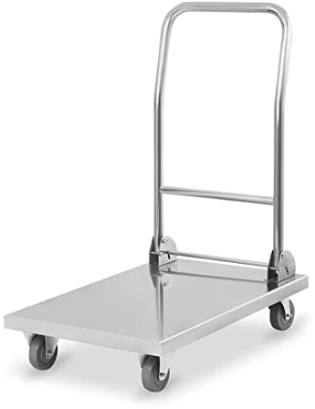 Stalwart DA-ST047B Platform Trolley Stainless Steel 500kg Folding Handle 820x520x970mm