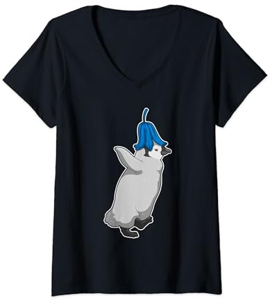 Damen Pinguin Glockenblume T-Shirt mit V-Ausschnitt