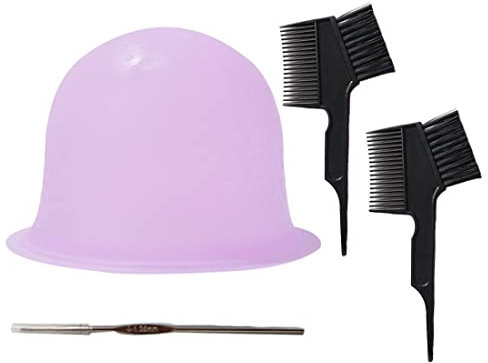 SCJJZ strähnchenhaube,strähnenhaube,strähnenfolie,blondierungspulver set,strähnchen set,Silikon-Textmarkerkappe Backöl-Textmarker-Haarfärbesalon mit Haarfärbekappen-Werkzeugset