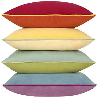 COFEDE Velvet Cushion Covers 20x20 inches Set of 4,Decorative Square mixed color Cushion Cases for Sofa Bed Bench Couch 50x50 cm Rainibow