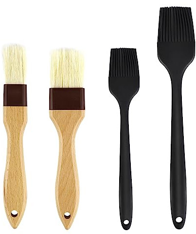 4 Pennelli per Pasticceria, Pennello Multifunzionale in Silicone per Alimenti?Pennello con Setole da Cucina?per Liquido per Uova alla Griglia da Cucina Olio e Burro da Spalmare