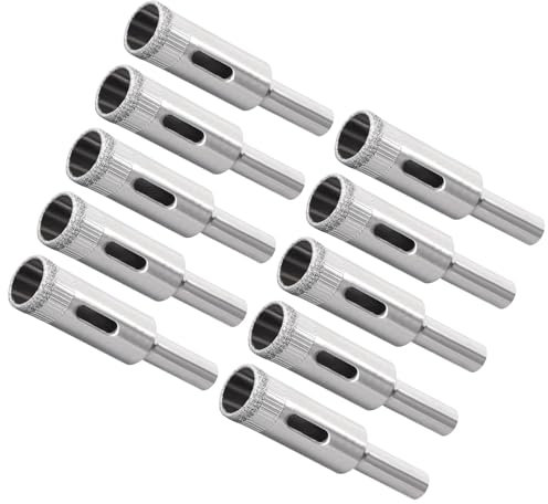 CoCud Punte da Trapano per Seghe a Tazza Diamantate, Diametro di Foratura 12mm / 15/32, Punta da Trapano in Acciaio al Carbonio Nichelato per Piastrelle Ceramica Marmo Pietra 10pz