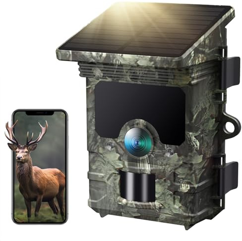 VOOPEAK Trail Camera, Game Camera 4K 85MP 30FPS, Solar Camera with 850nm Night Vision, 120° Wide-Angle Motion Activated WiFi Trail Camera, 0.1s Trigger, IP66 Waterproof for Wildlife Monitoring