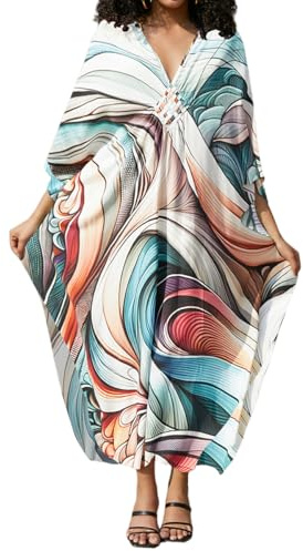 Bsubseach Kimono som är öppen fram, överdrag för dambadkläder, bikiniöverdrag med tofs, one size