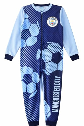 Manchester City F.C. Jungen Einteiler Schlafstrampler All in One Pyjama Alter 7-14 Jahre, blau, 13-14 Years