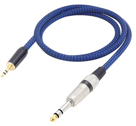 LANMINGLEL 3.5mm a 6.35mm cavo audio stereo 1/4 a 1/8 cavo TRS cavo audio stereo bidirezionale con alloggiamento in lega e treccia di nylon per chitarra, dispositivi Home Theater (3.3FT)