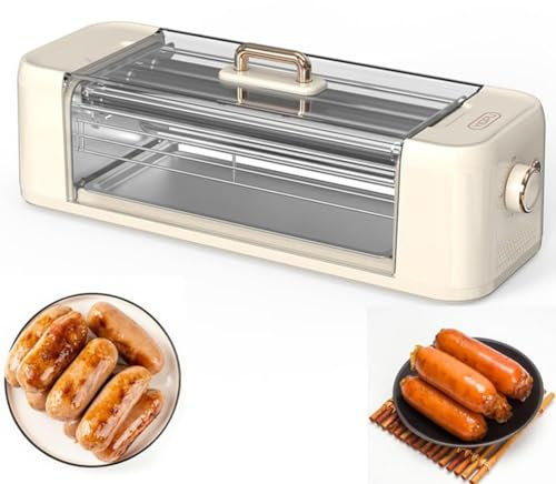 Mini máquina de rodillo para perritos calientes, 500 W para el hogar, salchicha a la parrilla, máquina para hacer perritos calientes, salchichas multifunción para barbacoa, máquina de salchichas asa