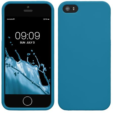 kwmobile Housse Compatible avec Apple iPhone SE (1.Gen 2016) / iPhone 5 / iPhone 5S Coque - Housse de téléphone Protection Souple en Silicone - Bleu Vif