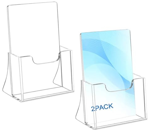 Prospekthalter, A5, transparent, 2 Stück, Acryl, freistehend, Aufsteller für Theke, Büro, Restaurant, Empfang