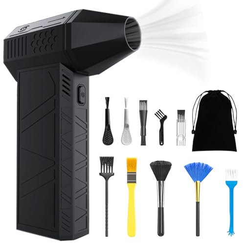 130000 U/min Elektrisches Staubgebläse, 3-Gang Druckluft-Staubgerät Electric Air Duster Gebläse Druckluft Reinigungsbürste und USB Schnellladung für Laptop, PC, Bürogeräte