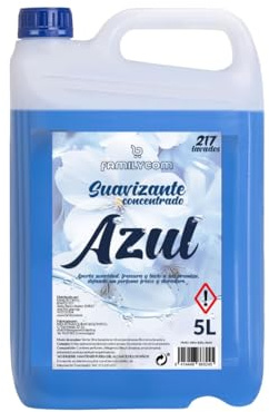 FAMILYCOM. Suavizante Azul - Ropa Limpia- Suavizante Concentrado para la Ropa - Frescor intenso y duradero - 217 lavados - 5 litros