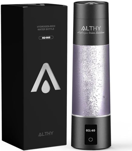 ALTHY Performance - Botella de agua Hidrogenada, Tecnología de nano Hidrógeno, Generador de Agua de Hidrógeno, Visualización & Batería y hora, Portátil para Deporte,Oficina,Viajes y Bebida Diaria