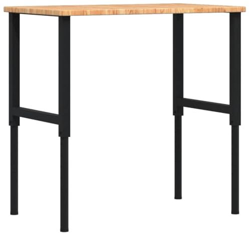 vidaXL Banco Lavoro Marrone Chiaro 100x60x(71,5-98cm Legno di Rovere, tavolo da lavoro, postazione da lavoro, banco da lavoro in metallo