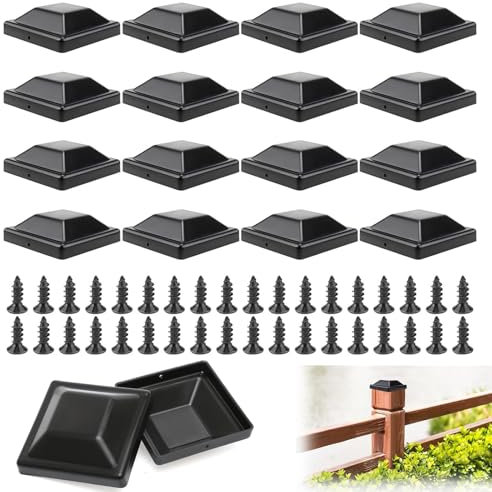 Zhixifan 16 Stück Pfostenkappe 9x9cm, Quadratisch Zaunpfosten kappen, für Holzpfostenzäune und Terrassenpfosten, Kunststoff