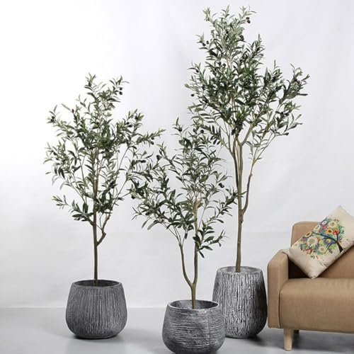 Ramas de olivo artificiales grandes, planta sintética realista, perfecta para decoración del hogar y la oficina con bajas necesidades de mantenimiento (A-60 cm)
