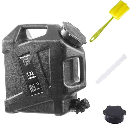 Orrdiffi Bidón de Agua con Grifo 12 L Jarra de Agua para Camping sin BPA Tanque de Almacenamiento de Agua Portátil a Prueba de Fugas para Exteriores,Fiesta,Caminatas,Camping,Pesca(Negro)